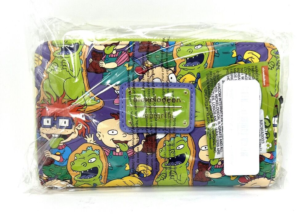 Loungefly Rugrats Wallet Reptar Bar Zip Around Wallet NWT Allover Print AOP
